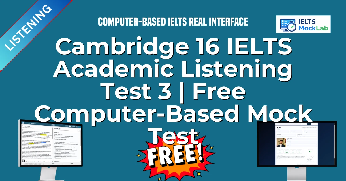 Cambridge 16 IELTS Academic Listening Test 3 | Free Computer-Based Mock Test featured image